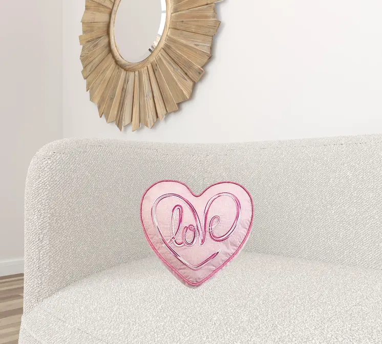 16" X 15" Pink Heart Love Valentines Day Heart Throw Pillow