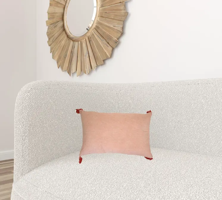 13" X 20" Coral Throw Pillow with Tassels