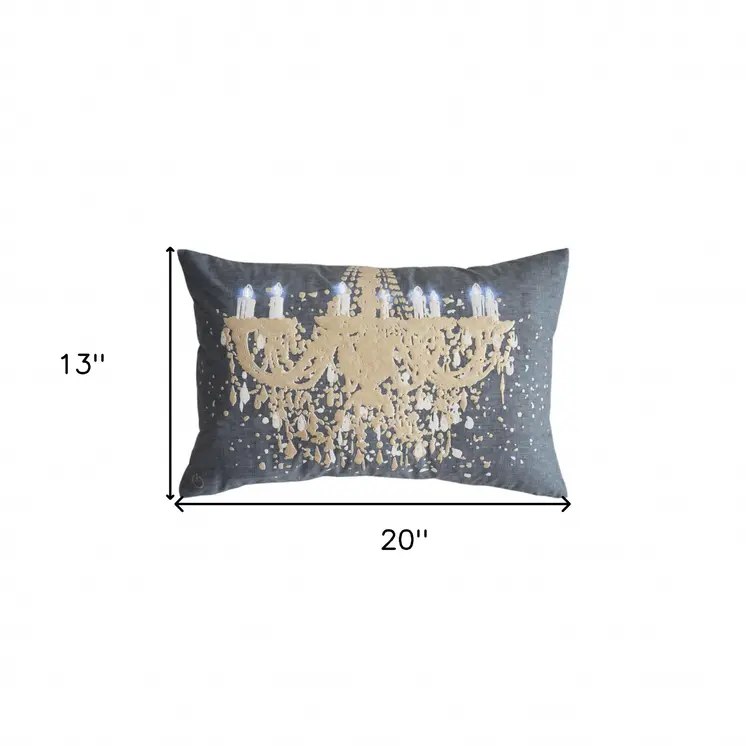 13" X 20" Gray and White Throw Pillow