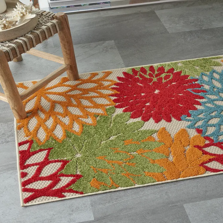 3' X 5' Green And Ivory Indoor Outdoor Area Rug