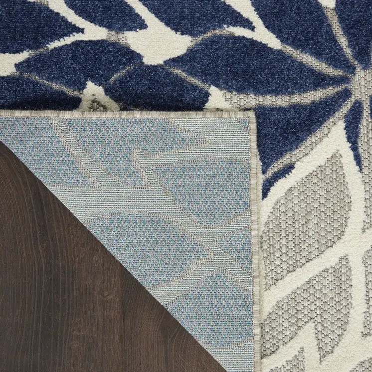 10' X 13' Ivory And Blue Indoor Outdoor Area Rug