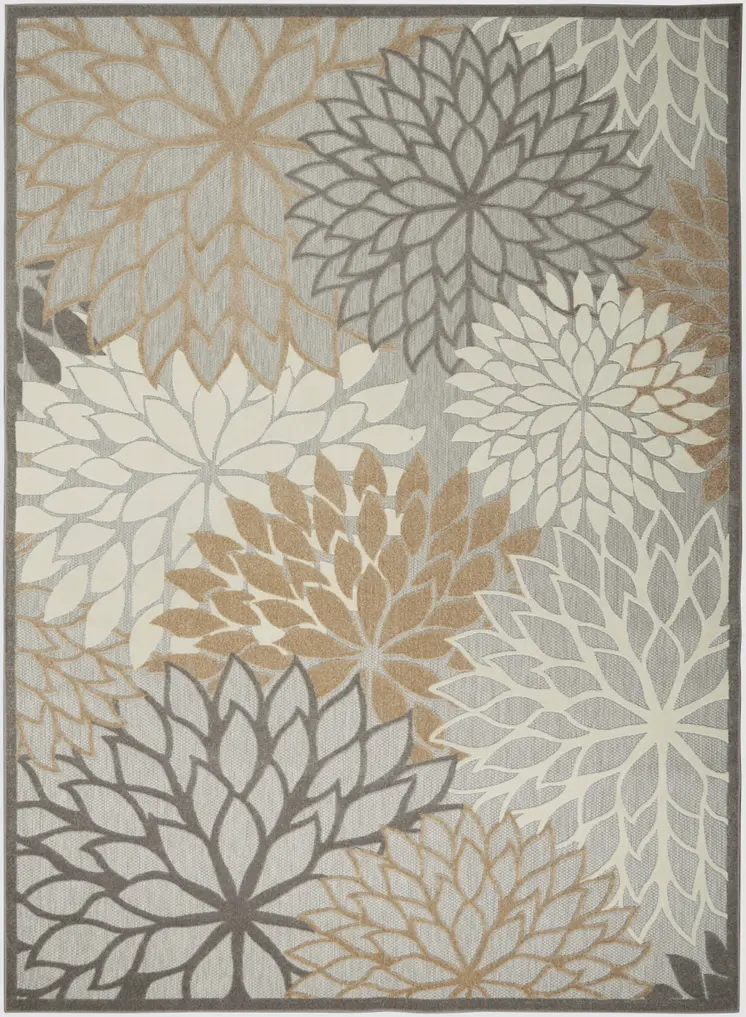 9' X 12' Gray And Ivory Indoor Outdoor Area Rug