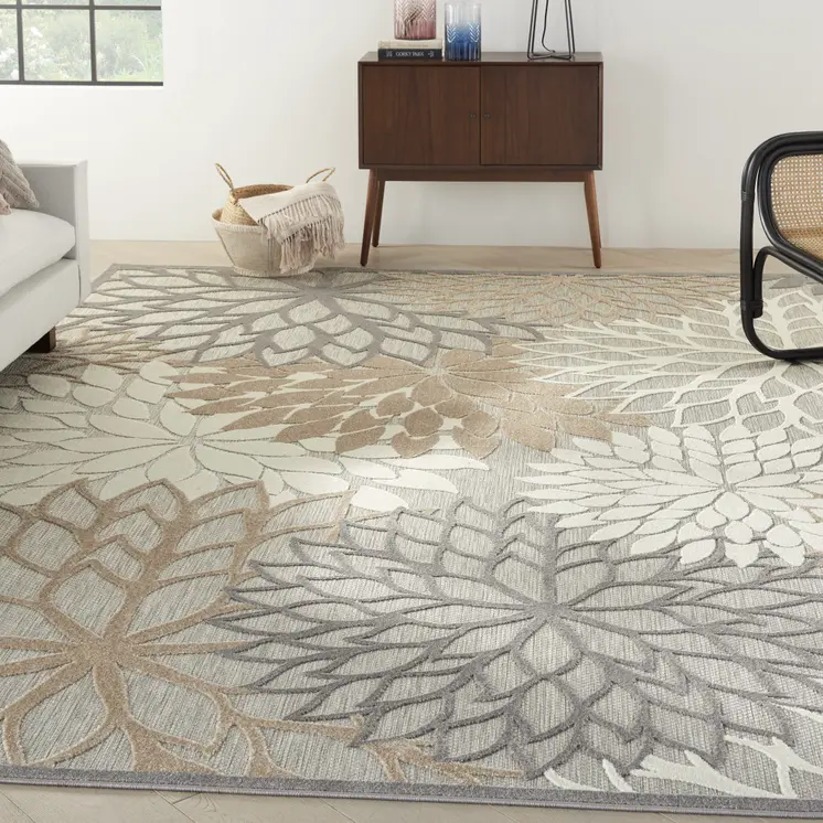 9' X 12' Gray And Ivory Indoor Outdoor Area Rug