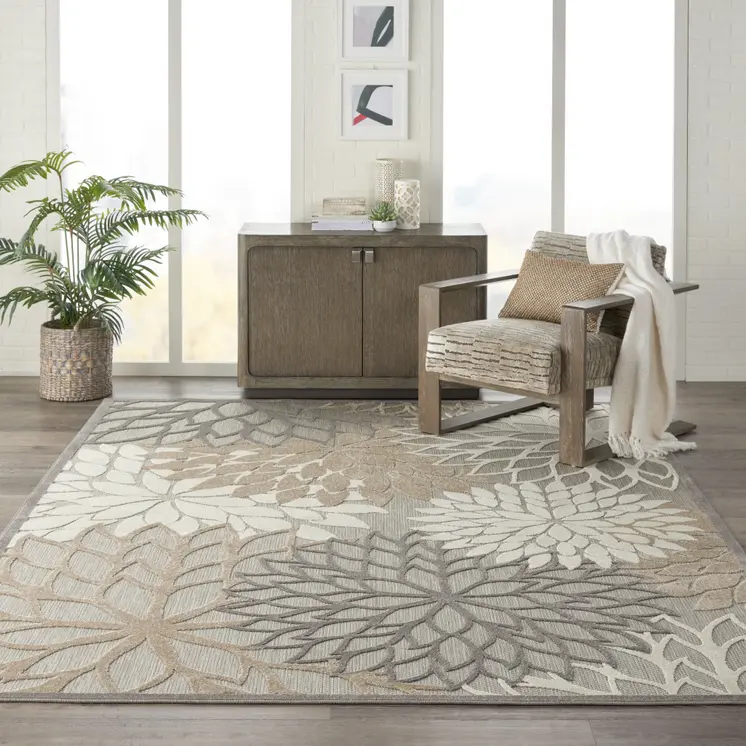 10' X 13' Gray And Ivory Indoor Outdoor Area Rug