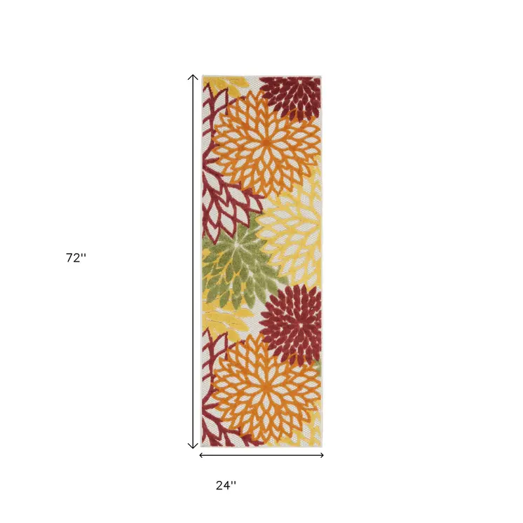 6' Red And Ivory Indoor Outdoor Runner Rug