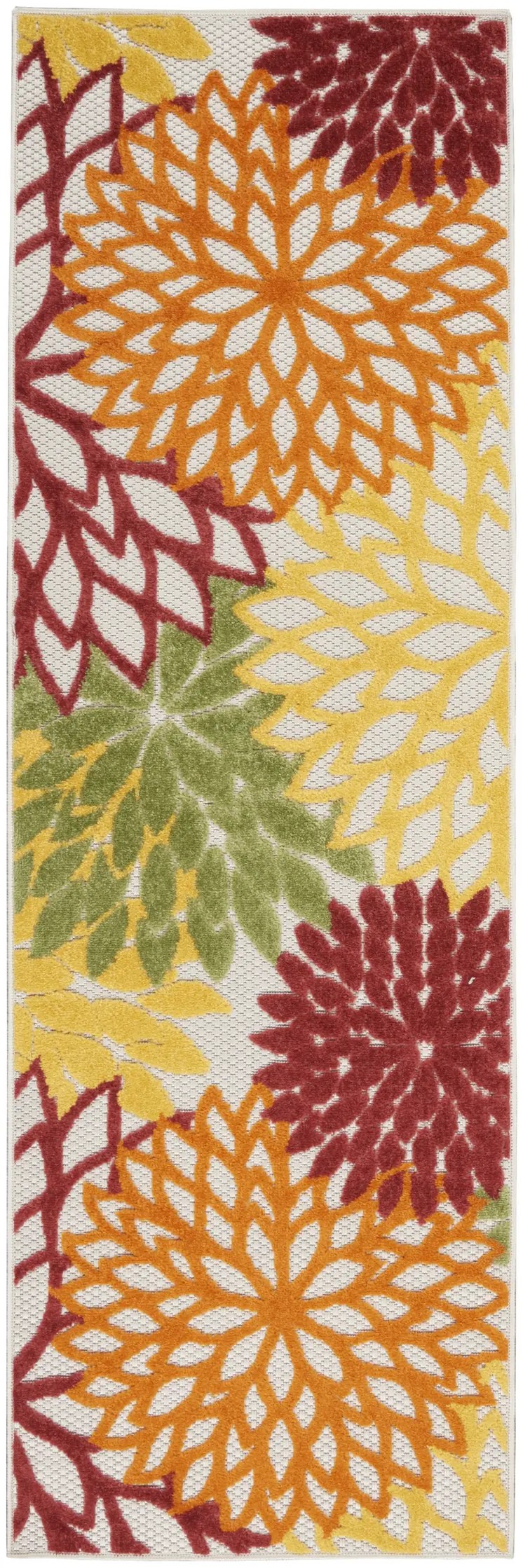 8' Red And Ivory Indoor Outdoor Runner Rug