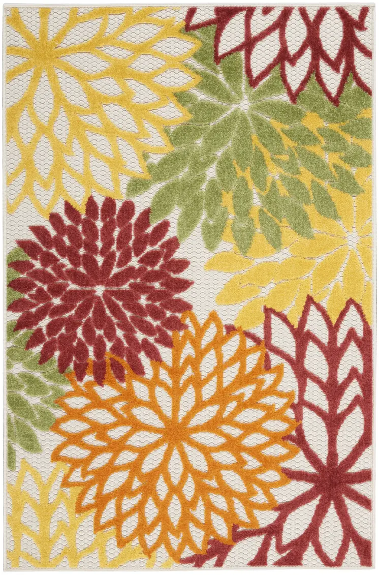3' X 4' Red And Ivory Indoor Outdoor Area Rug