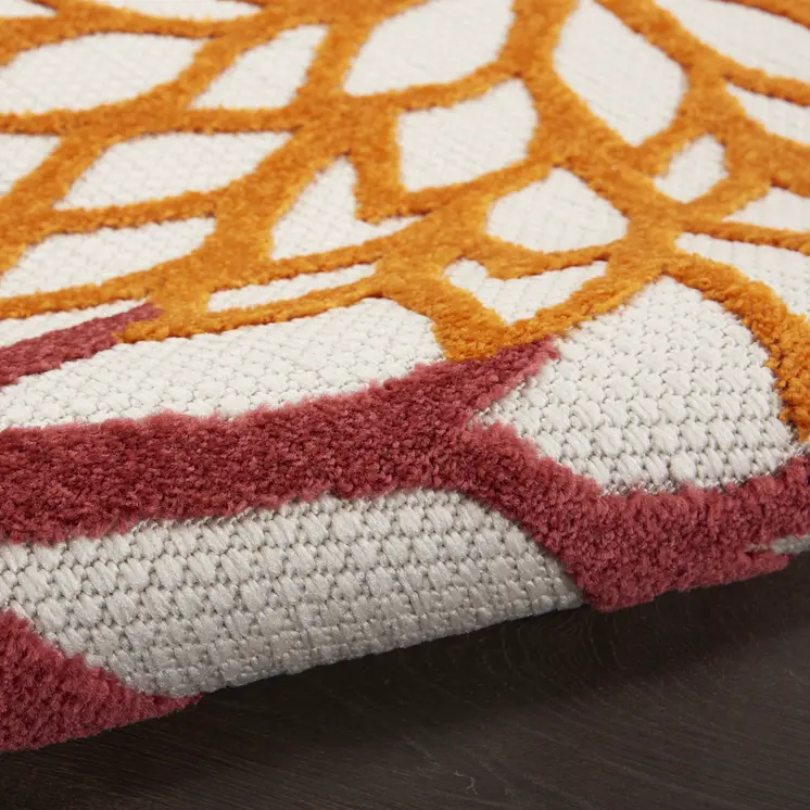 10' X 13' Red And Ivory Indoor Outdoor Area Rug