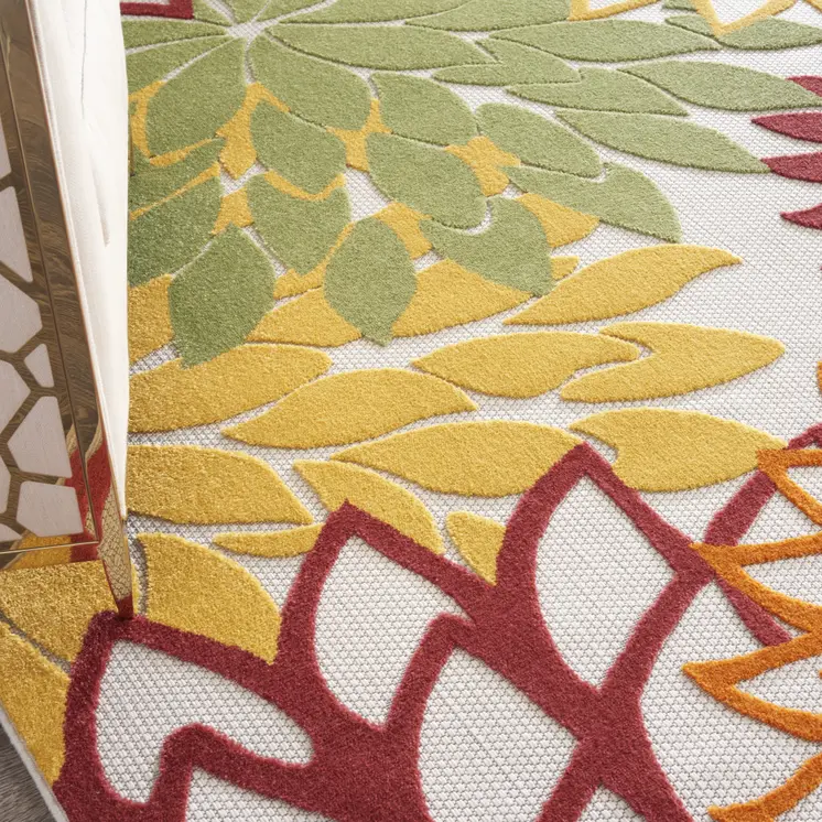10' X 13' Red And Ivory Indoor Outdoor Area Rug