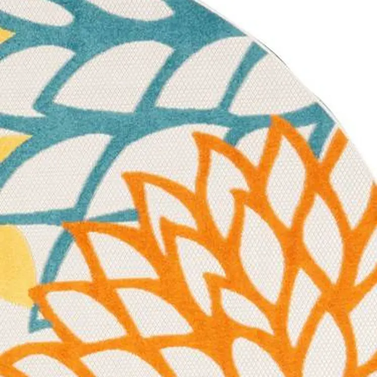 8' X 8' Blue And Ivory Indoor Outdoor Area Rug
