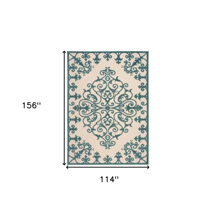 10' X 13' Aqua Indoor Outdoor Area Rug