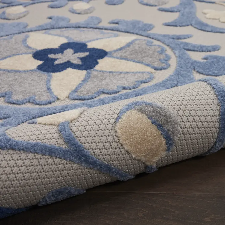 12' X 15' Blue And Gray Indoor Outdoor Area Rug