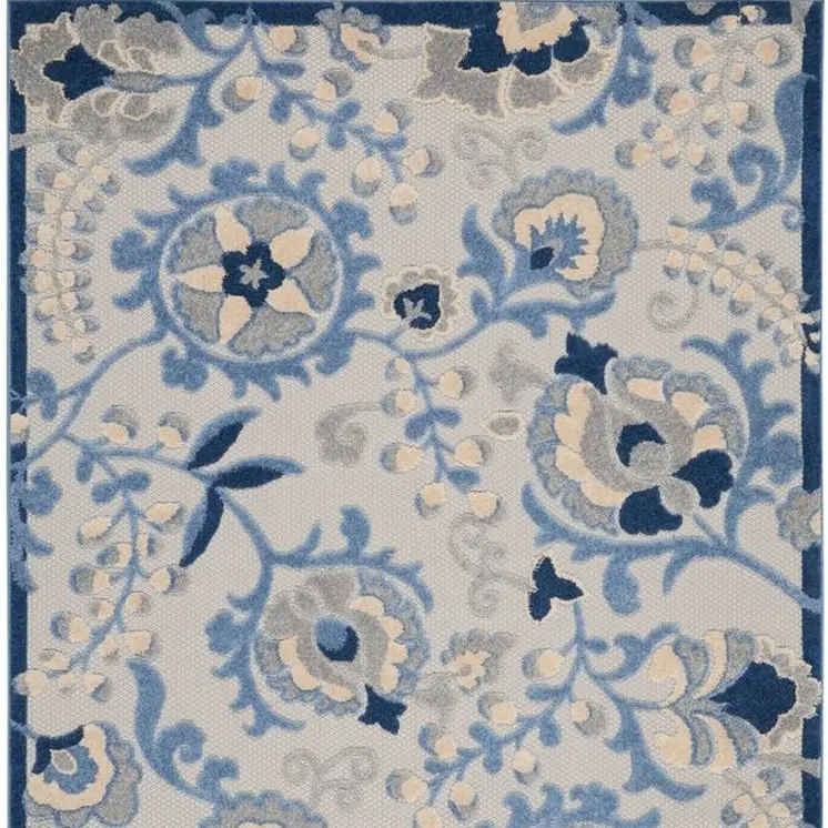 4' X 6' Blue And Gray Indoor Outdoor Area Rug