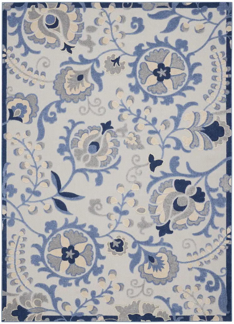 10' X 13' Blue And Gray Indoor Outdoor Area Rug