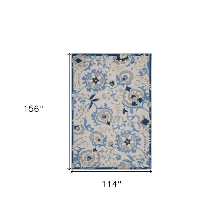 10' X 13' Blue And Gray Indoor Outdoor Area Rug