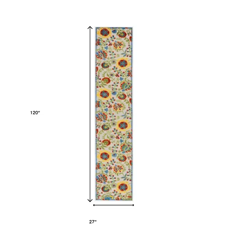 10' Ivory Indoor Outdoor Runner Rug