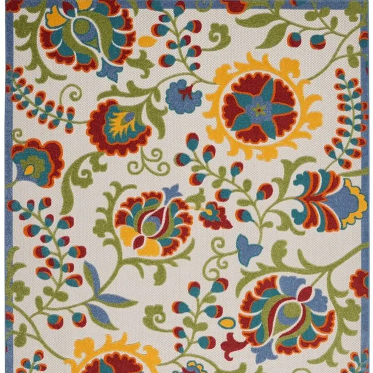 9' X 12' Green And Ivory Indoor Outdoor Area Rug