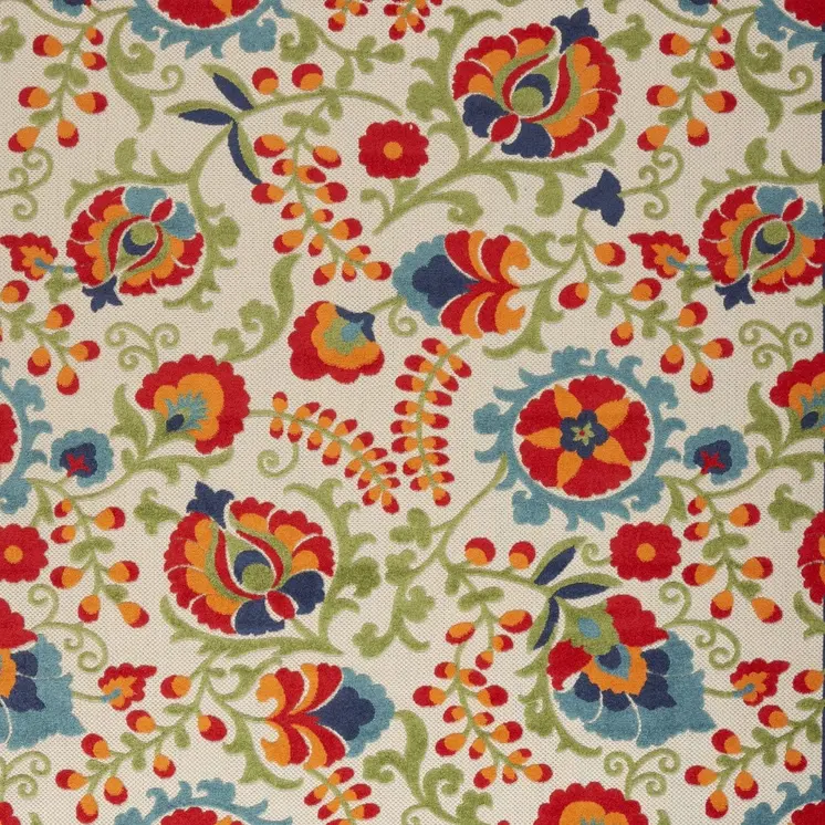 9' X 12' Blue And Beige Indoor Outdoor Area Rug