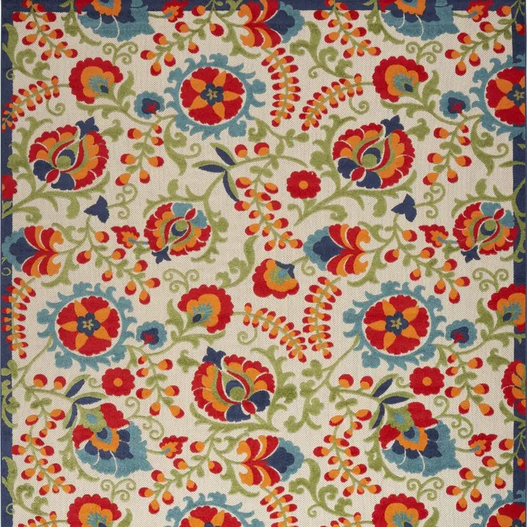 10' X 13' Blue And Beige Indoor Outdoor Area Rug