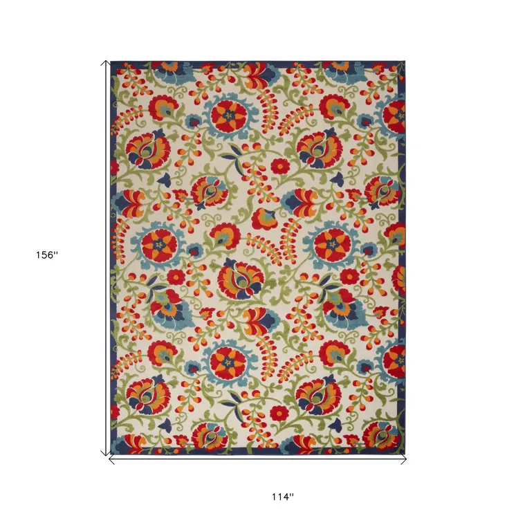 10' X 13' Blue And Beige Indoor Outdoor Area Rug