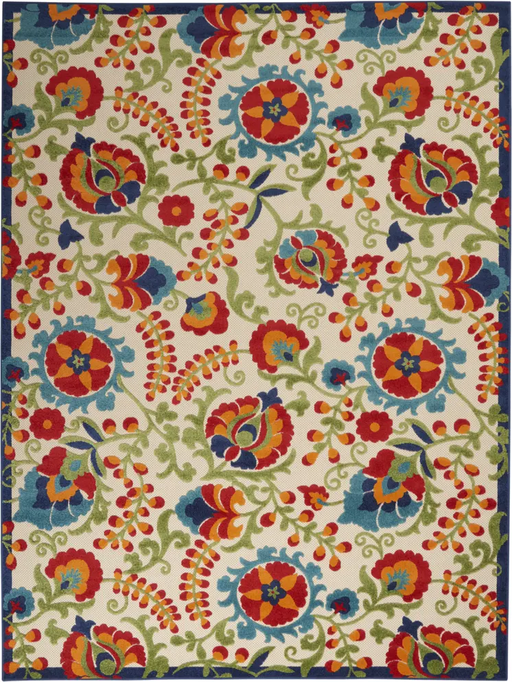 10' X 13' Blue And Beige Indoor Outdoor Area Rug