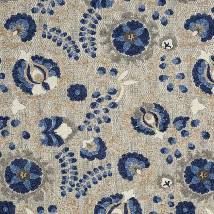 10' X 13' Blue And Gray Indoor Outdoor Area Rug
