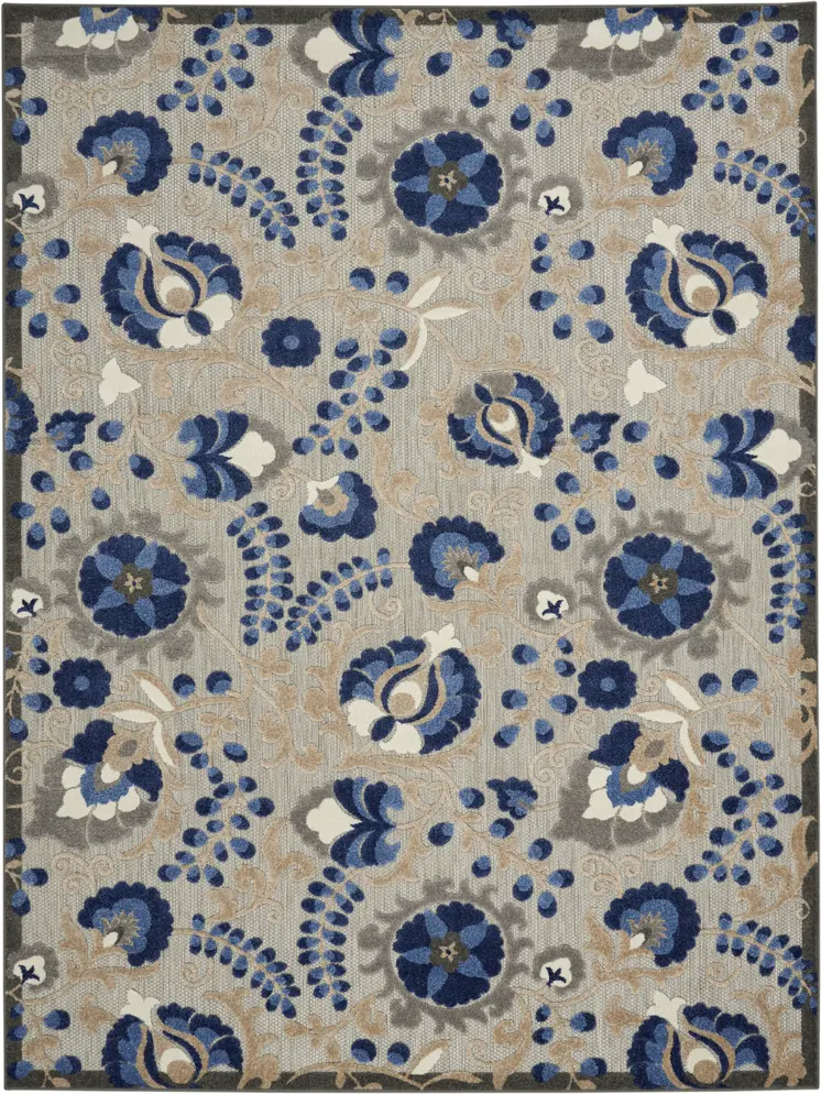 10' X 13' Blue And Gray Indoor Outdoor Area Rug