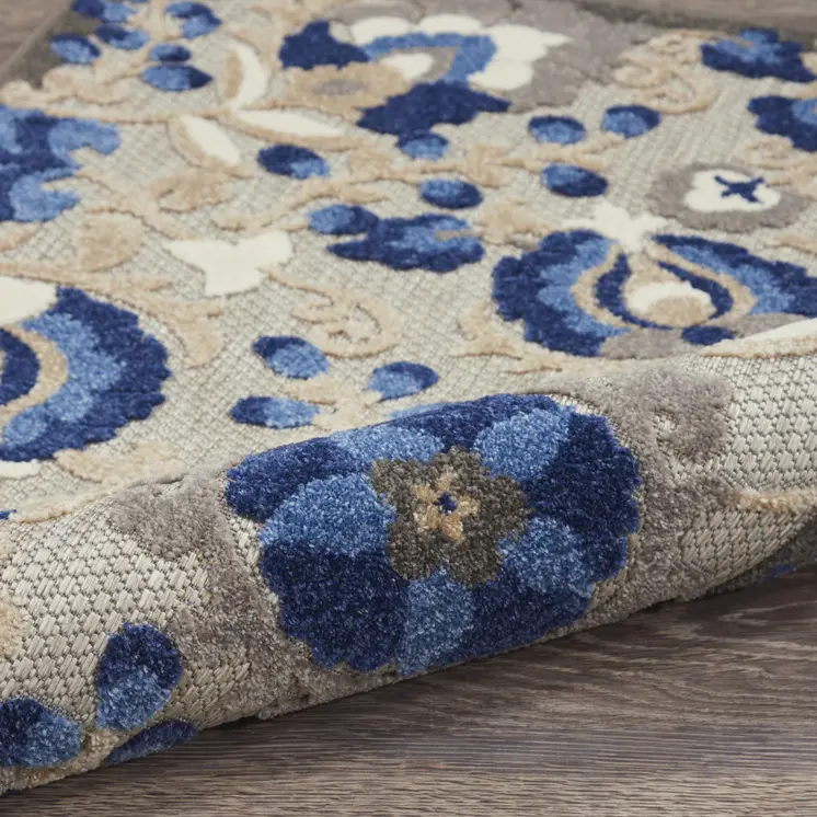 10' X 13' Blue And Gray Indoor Outdoor Area Rug