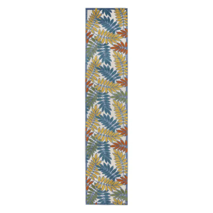 12' Teal Blue Indoor Outdoor Runner Rug