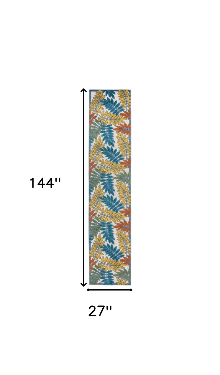 12' Teal Blue Indoor Outdoor Runner Rug