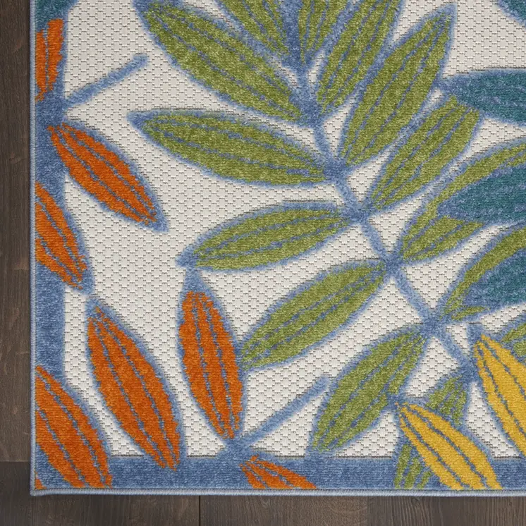 3' X 4' Ivory And Blue Indoor Outdoor Area Rug
