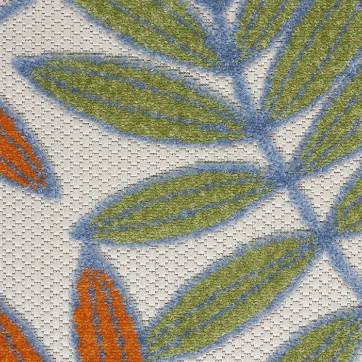10' X 13' Ivory And Blue Indoor Outdoor Area Rug