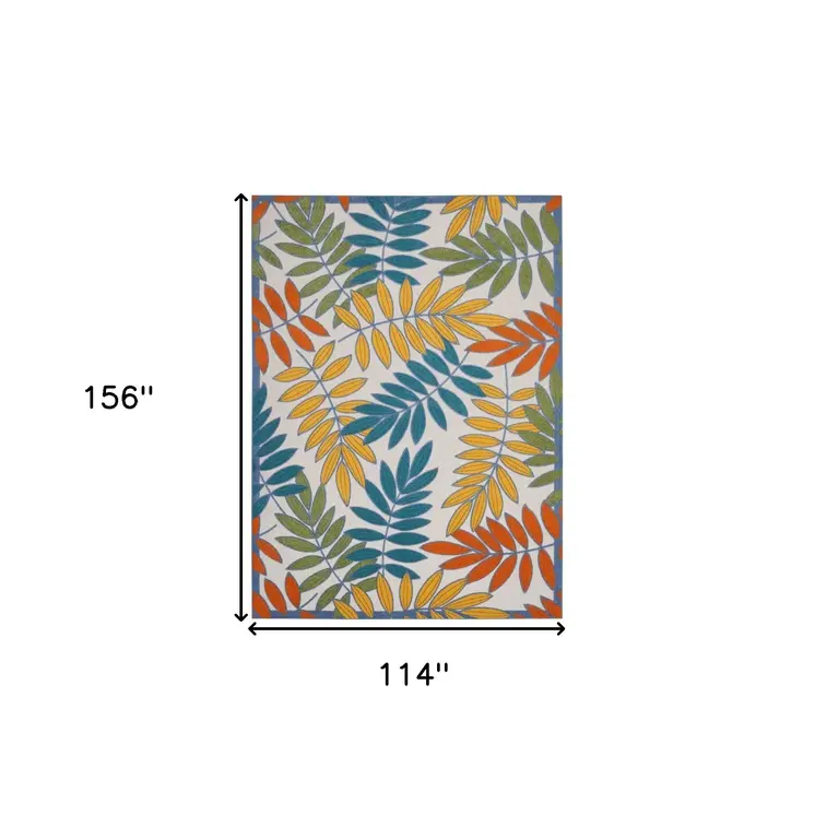 10' X 13' Ivory And Blue Indoor Outdoor Area Rug