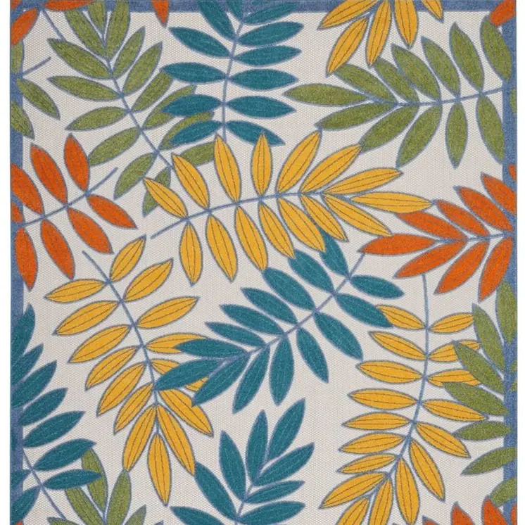 10' X 13' Ivory And Blue Indoor Outdoor Area Rug