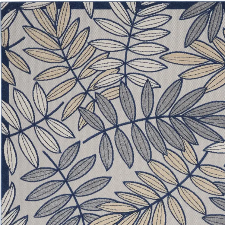 12' X 15' Ivory And Blue Indoor Outdoor Area Rug