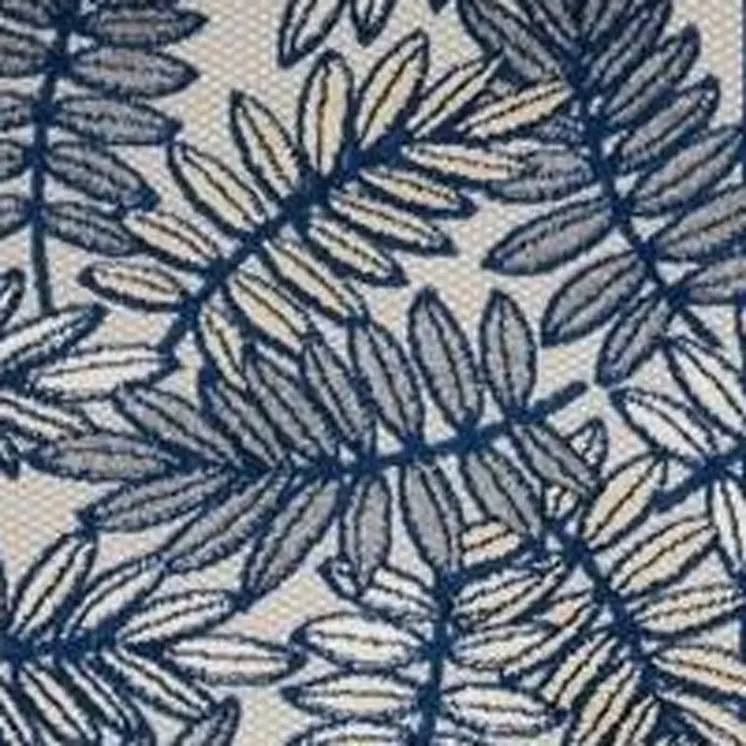 10' Ivory And Blue Indoor Outdoor Runner Rug