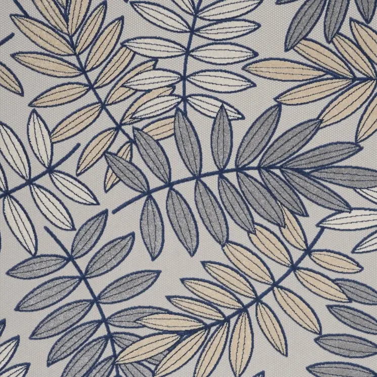 9' X 12' Ivory And Blue Indoor Outdoor Area Rug
