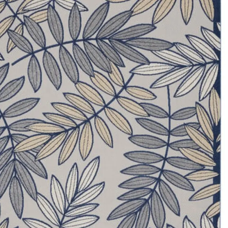 10' X 13' Ivory And Blue Indoor Outdoor Area Rug