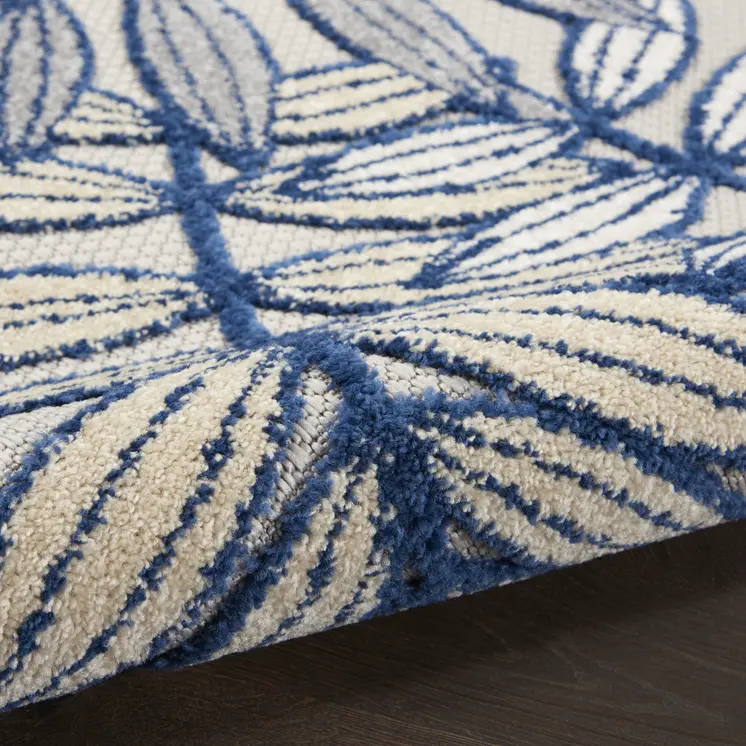 10' X 13' Ivory And Blue Indoor Outdoor Area Rug