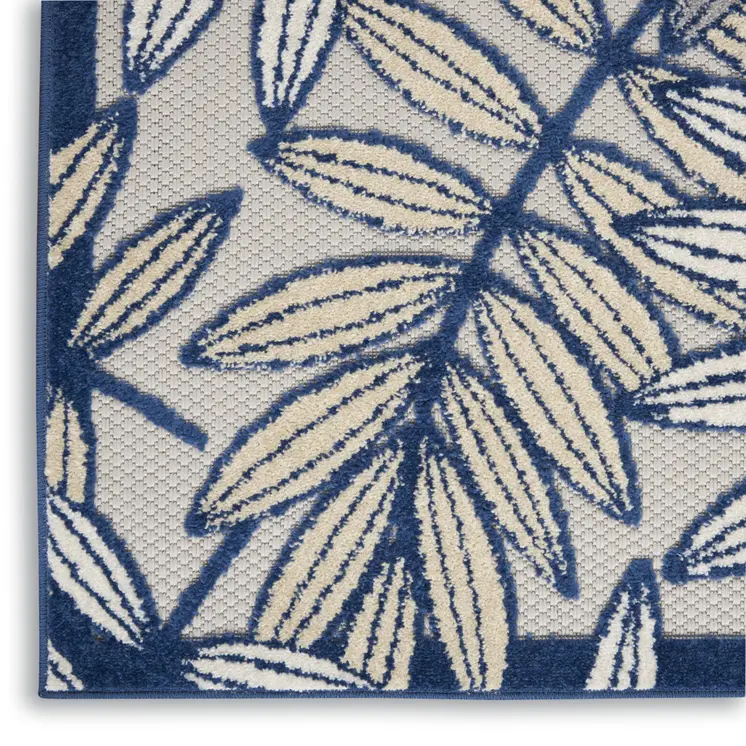 10' X 13' Ivory And Blue Indoor Outdoor Area Rug