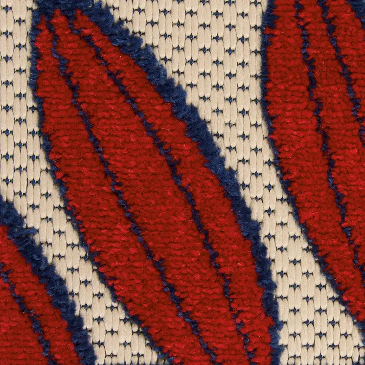 9' X 12' Blue And Beige Indoor Outdoor Area Rug