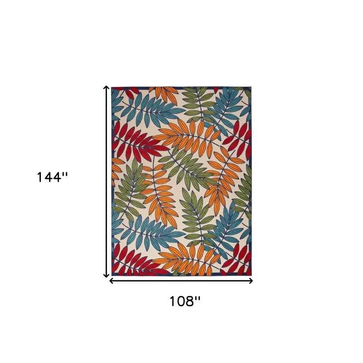 9' X 12' Blue And Beige Indoor Outdoor Area Rug