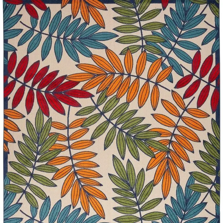 9' X 12' Blue And Beige Indoor Outdoor Area Rug