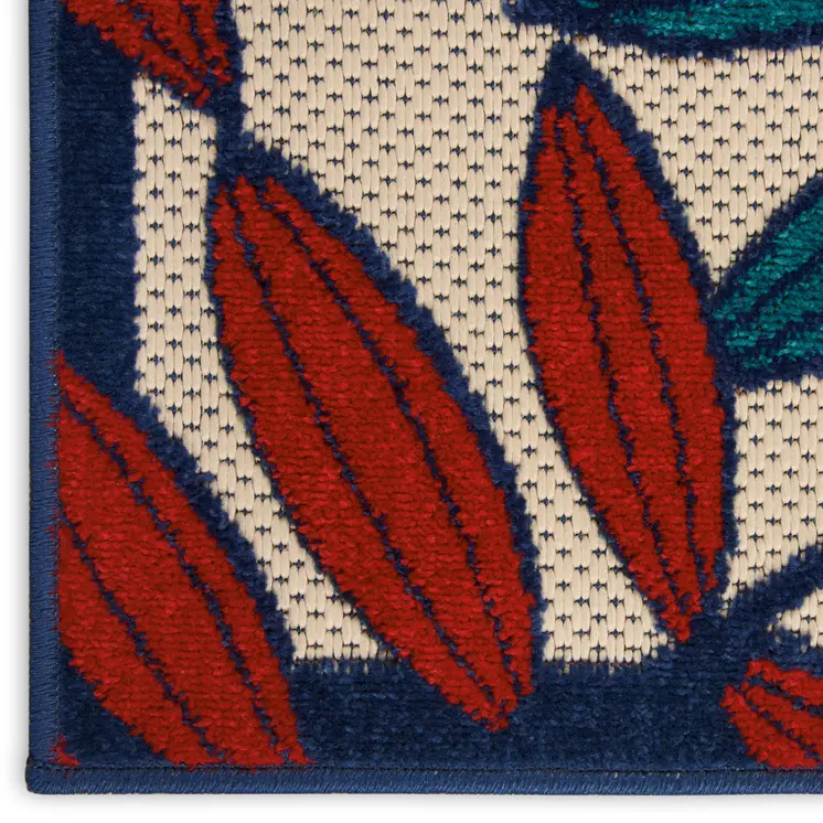 9' X 12' Blue And Beige Indoor Outdoor Area Rug