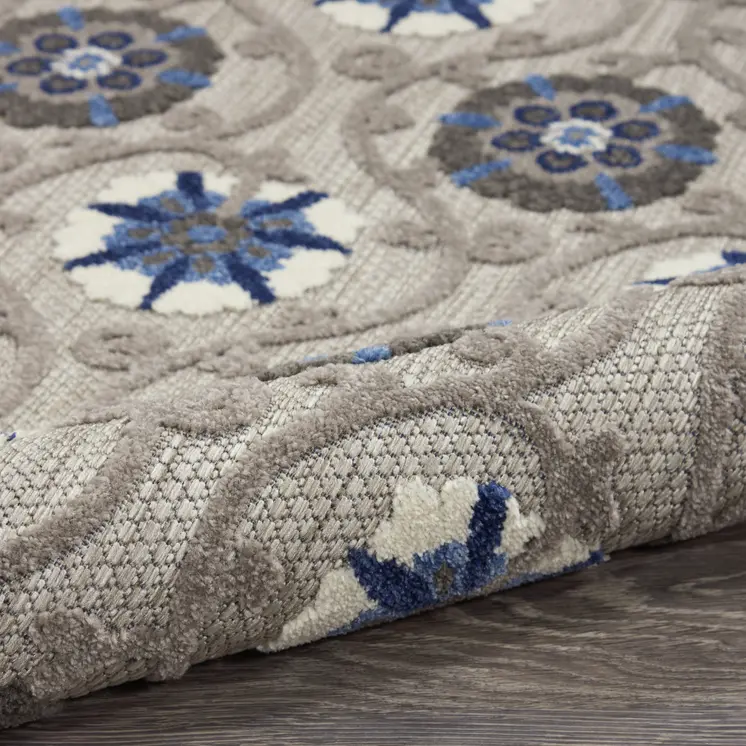 10' X 13' Blue And Gray Indoor Outdoor Area Rug