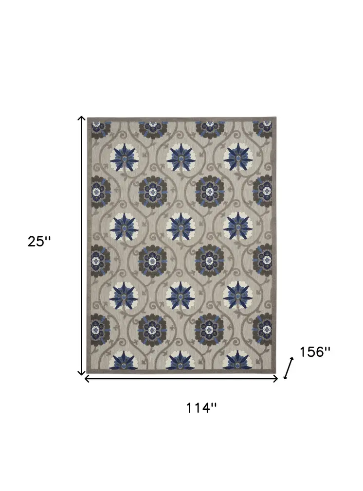 10' X 13' Blue And Gray Indoor Outdoor Area Rug