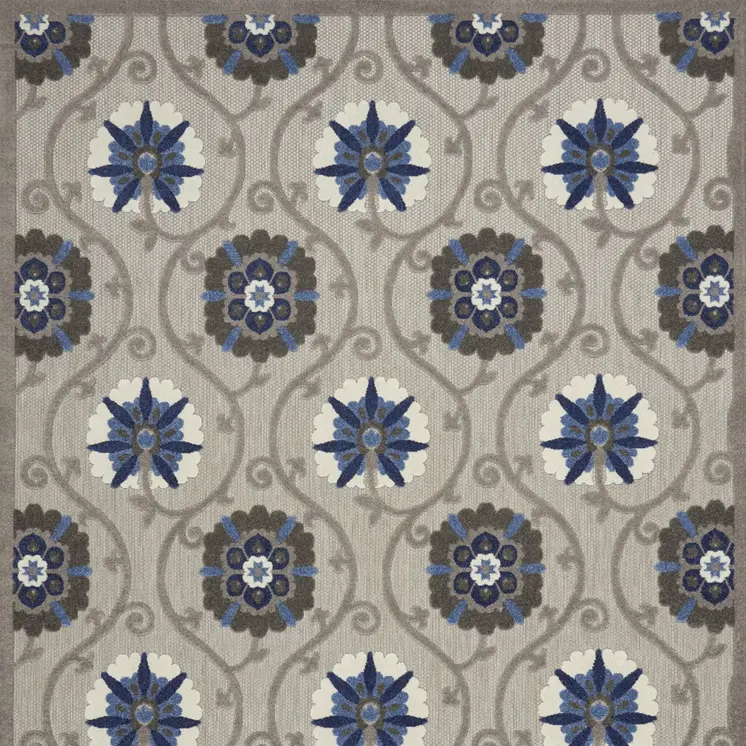 10' X 13' Blue And Gray Indoor Outdoor Area Rug