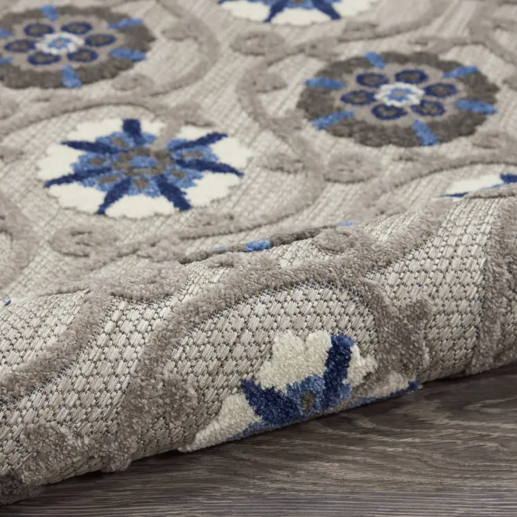 10' X 13' Blue And Gray Indoor Outdoor Area Rug