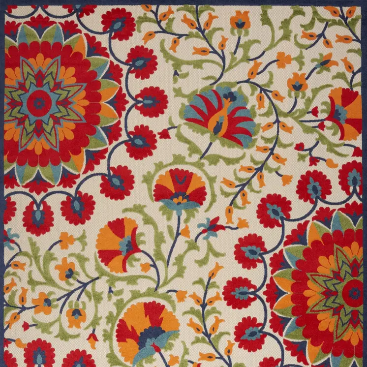 9' X 12' Red And Ivory Indoor Outdoor Area Rug