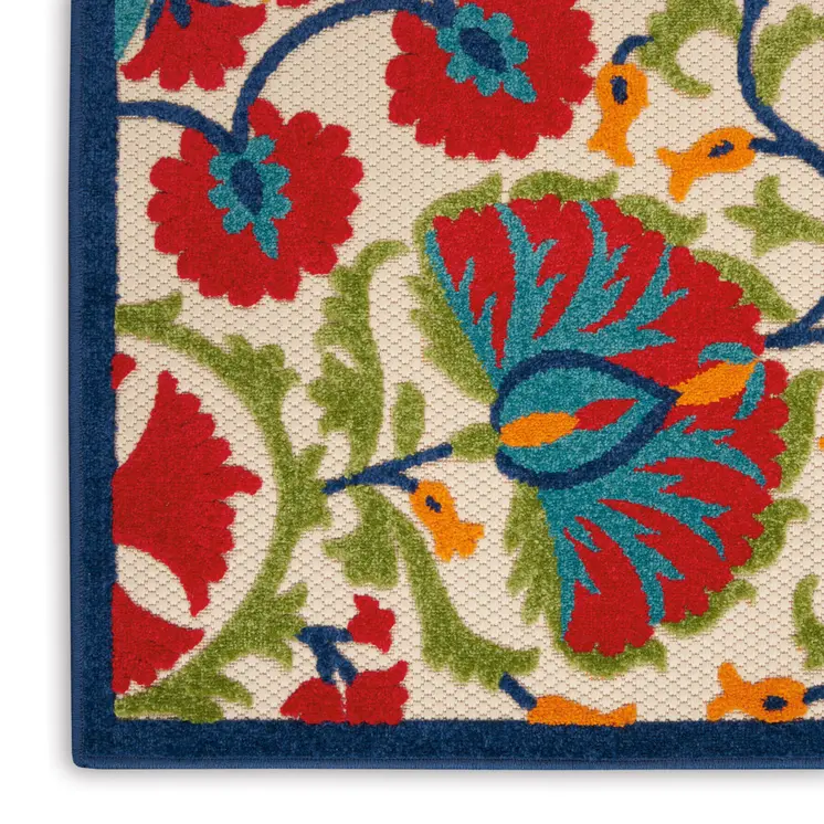 9' X 12' Red And Ivory Indoor Outdoor Area Rug